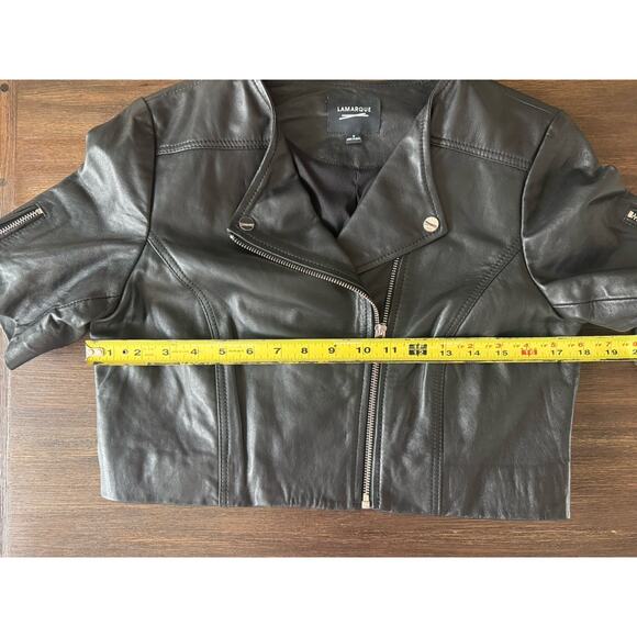 Lamarque Cropped Black Leather Jacket - Picture 12 of 14